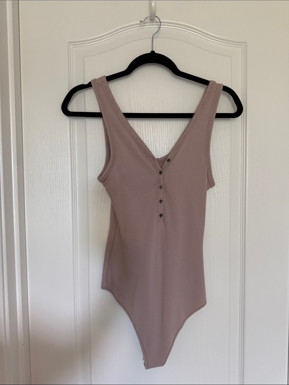Abercrombie & Fitch Mauve Ribbed Henley Bodysuit